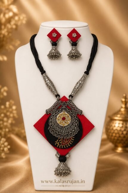 Crimson Noir Mandala Jhumka Set